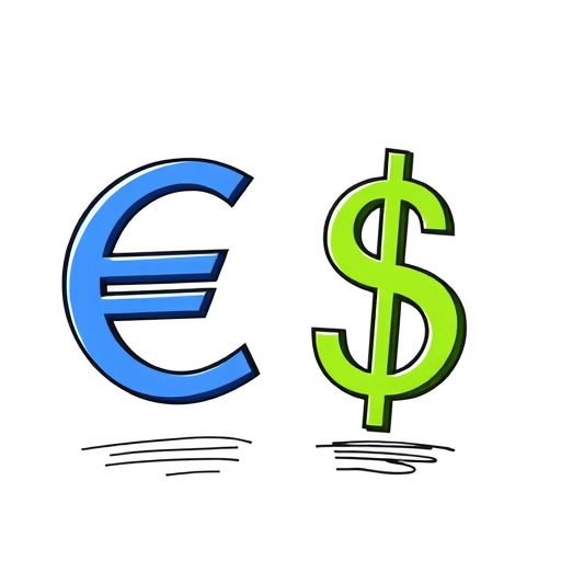 歐元與美元符號在進行金融對話的插圖