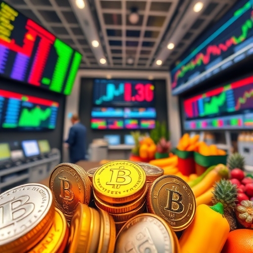 特寫的金銀幣與背景的經濟數據圖表。