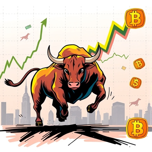 市場趨勢的視覺表現，包括公牛符號。