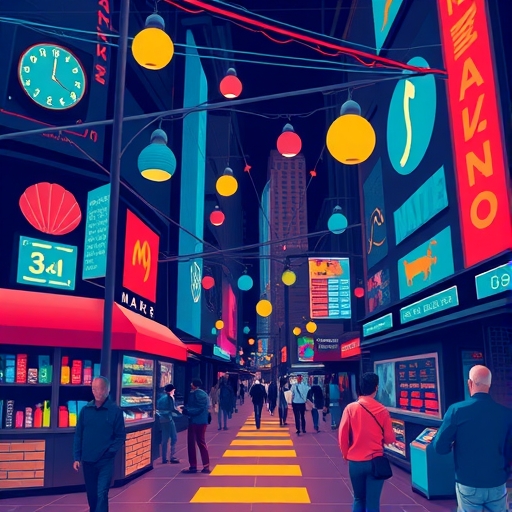鮮豔的股市插圖，象徵金融市場的波動與機遇。