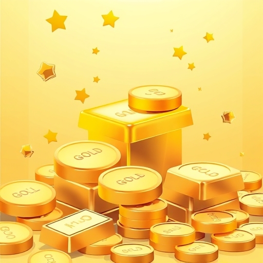 黃金硬幣與金條的插圖