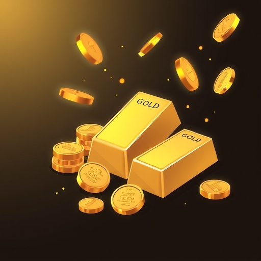 黃金硬幣與金條的插圖
