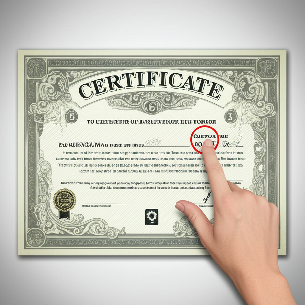 債券證書標示票面利率百分比,手指指向固定年利息