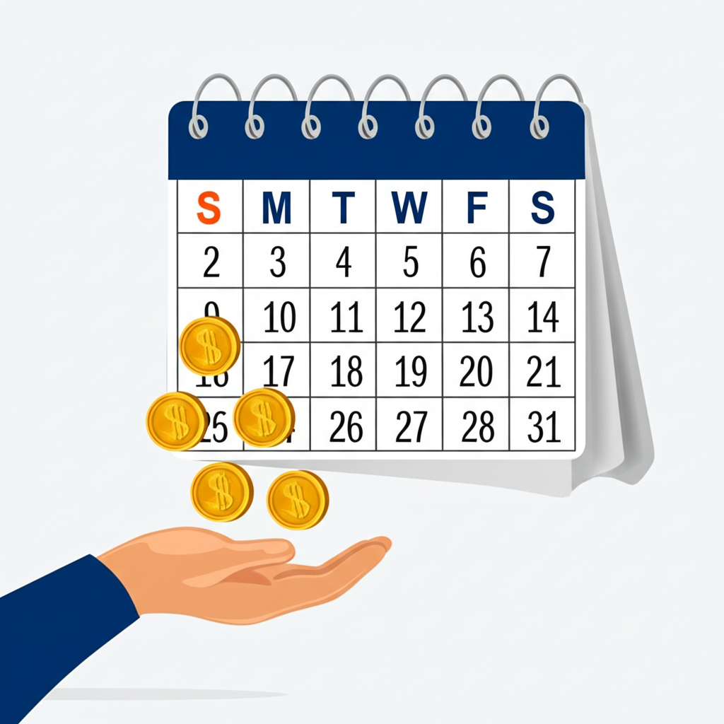 日曆顯示定期現金流支付,如錢幣流入投資者手中代表固定收益