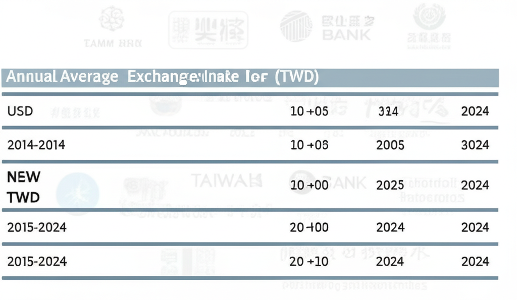2014-2024年美金兌台幣年度平均匯率數據表格