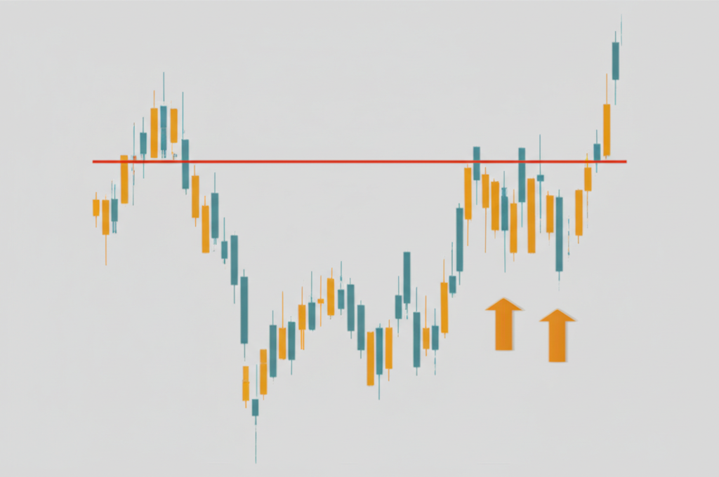 股市橫盤整理圖示,價格在狹窄區間震盪,象徵投資機會與風險