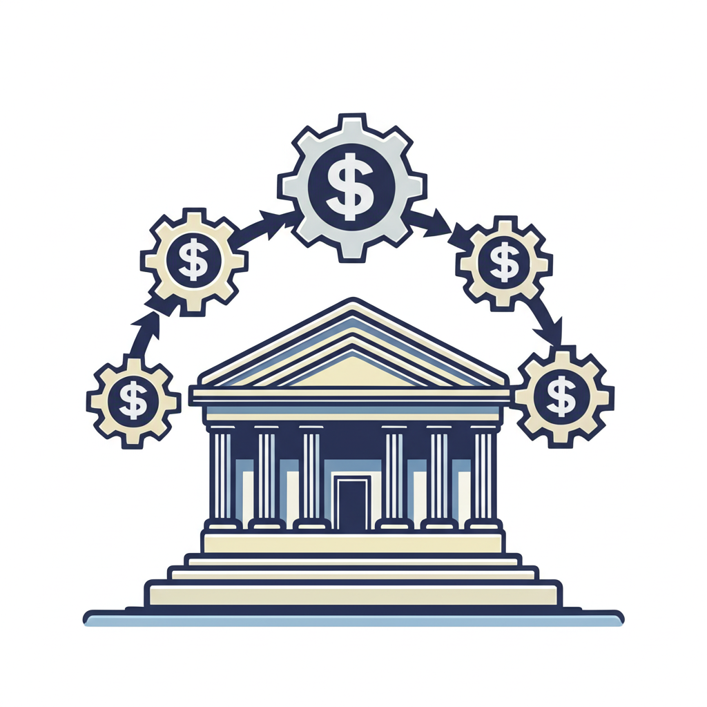 中央銀行重貼現率影響金融體系示意圖