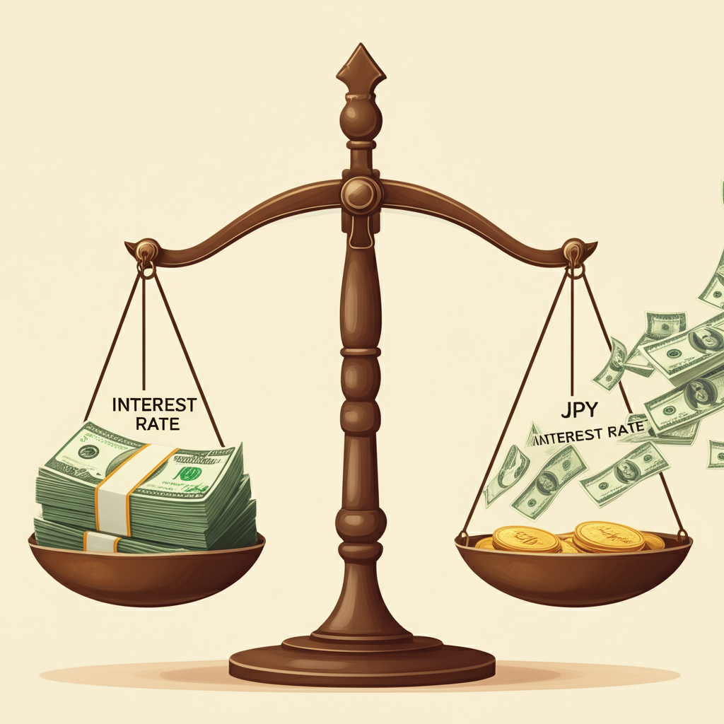 全球利率差異導致資金從日圓流向高利率貨幣的套利交易插圖