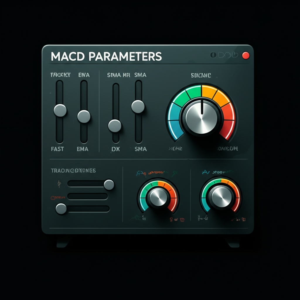 MACD parameters optimization adjusting settings for specific market conditions trading assets and personal trading styles to generate more precise and reliable trading signals illustration style