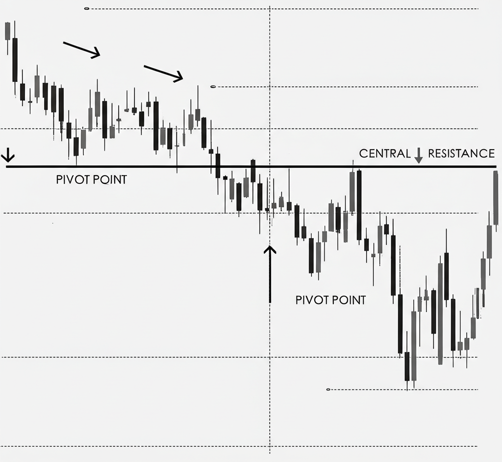 金融圖表顯示 Pivot Point 的支撐與壓力位