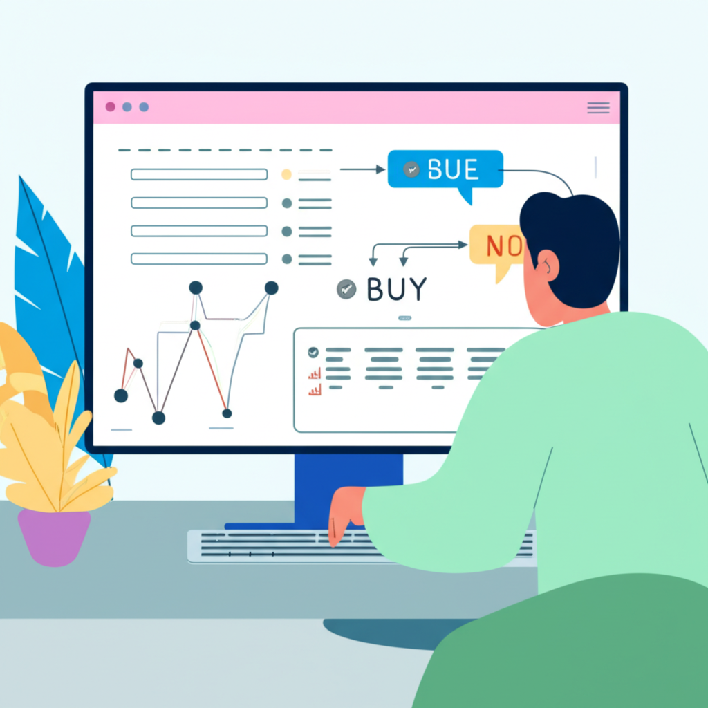 市場力量插圖,買賣兩方拉扯天平或箭頭,象徵股票交易中的買賣壓力