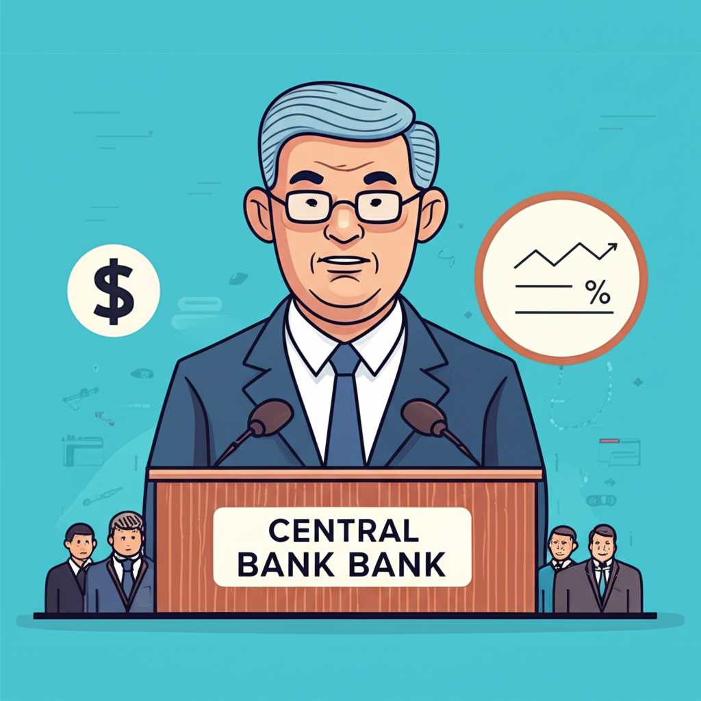 中央銀行主席演講關於軟著陸的插圖，目標將通貨膨脹降至2%，不犧牲就業市場穩定