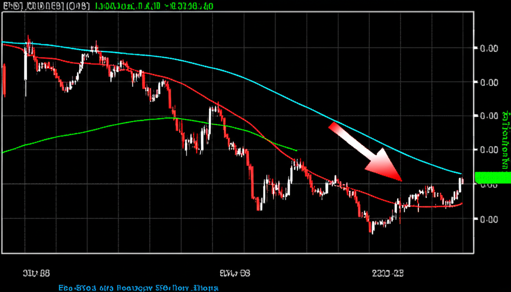 股價圖顯示正乖離與負乖離,股價遠高於或低於移動平均線,用箭頭指示方向