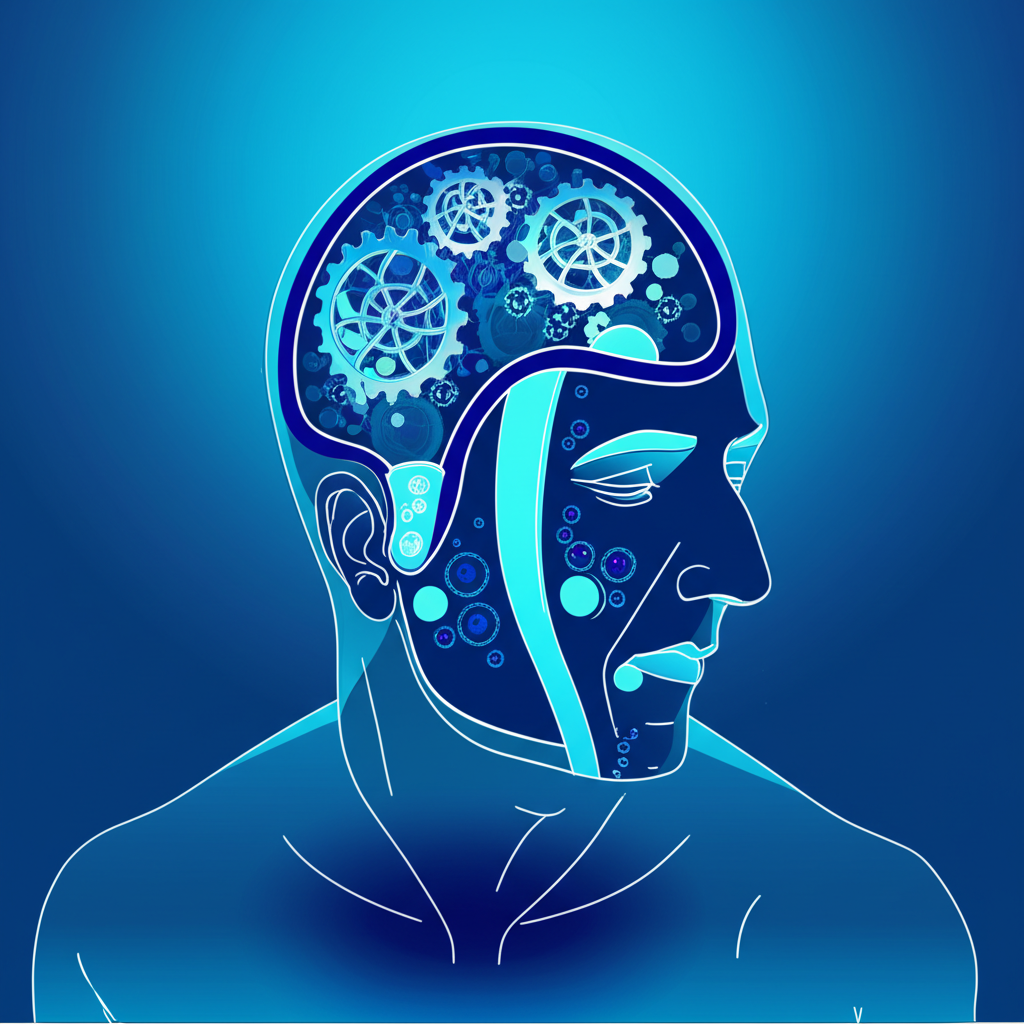 睡眠中大腦修復與身體細胞強化的插圖,展現內部活躍療癒場景