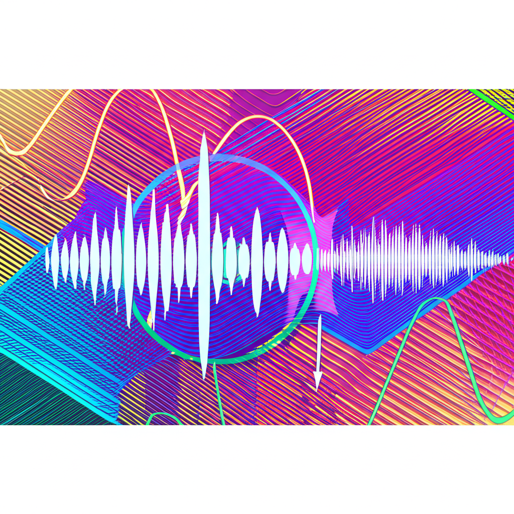 金融市場插圖,價格波動線條與交易量聲波象徵市場真實聲音