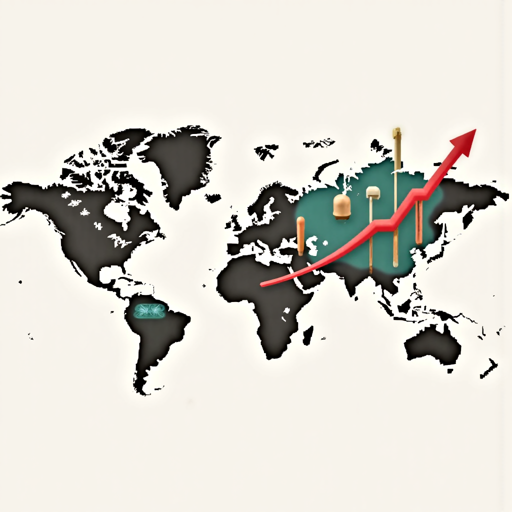 經濟數據圖表顯示上漲與下跌趨勢，疊加資金從一大陸流向另一大陸的象徵圖像，代表資本外流與貨幣兌換的現代平面設計