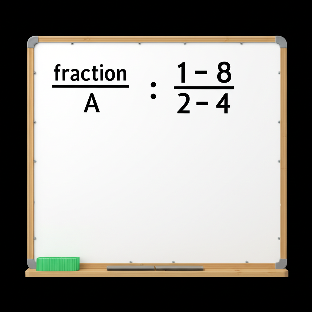 比率的三種數學表示方式,包括分數、冒號和文字描述,在白板上以乾淨的插圖風格呈現的教育插圖