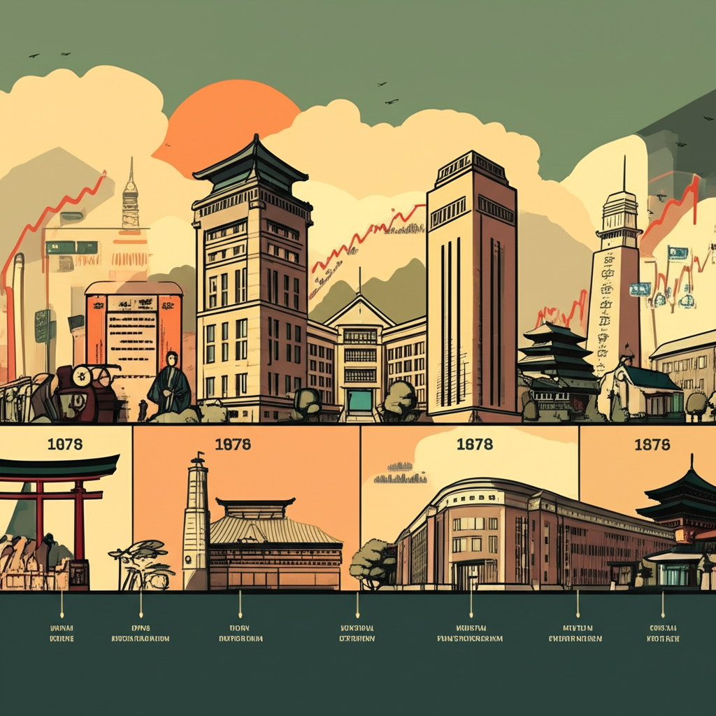 東京證交所歷史時間線插圖，從1878年關鍵時刻到數位轉型