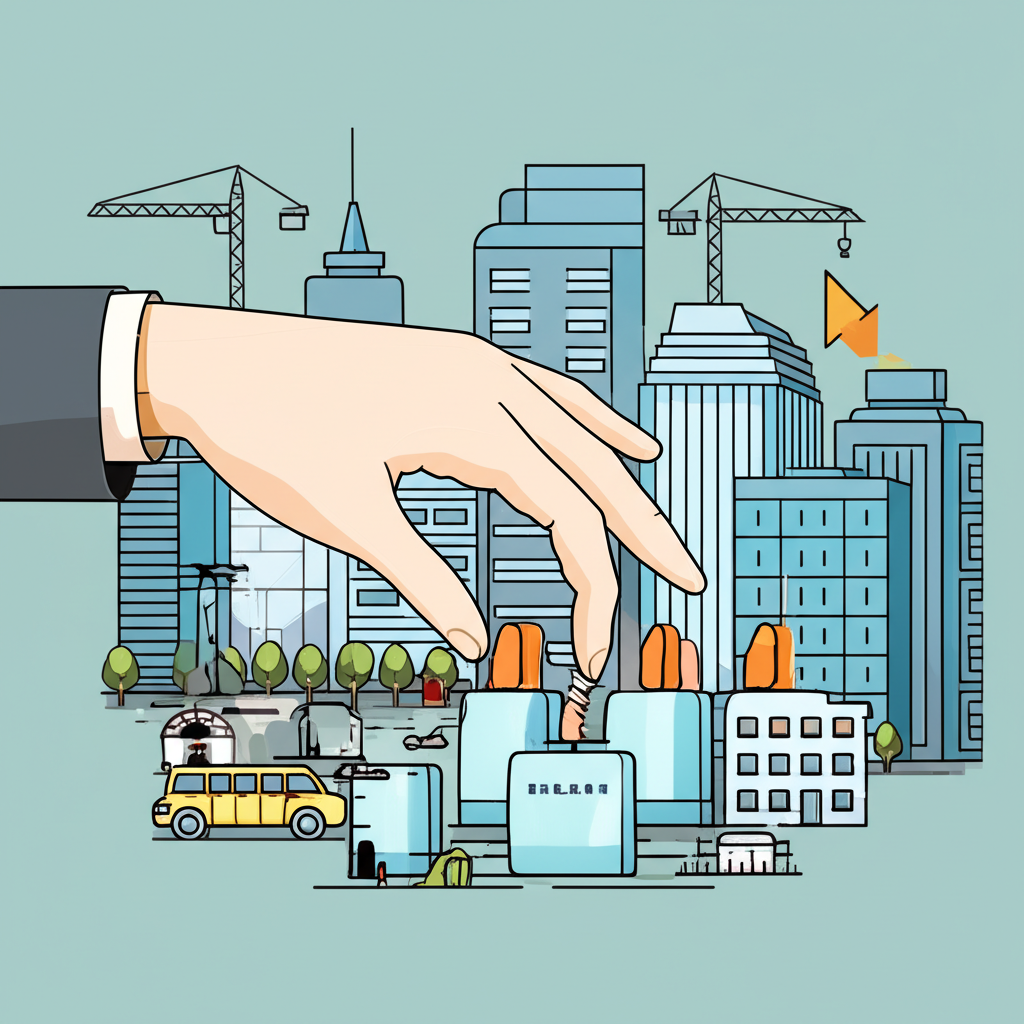 溫和經濟放緩的插圖，中央銀行小心引導經濟避免衰退與失業，同時對抗通貨膨脹