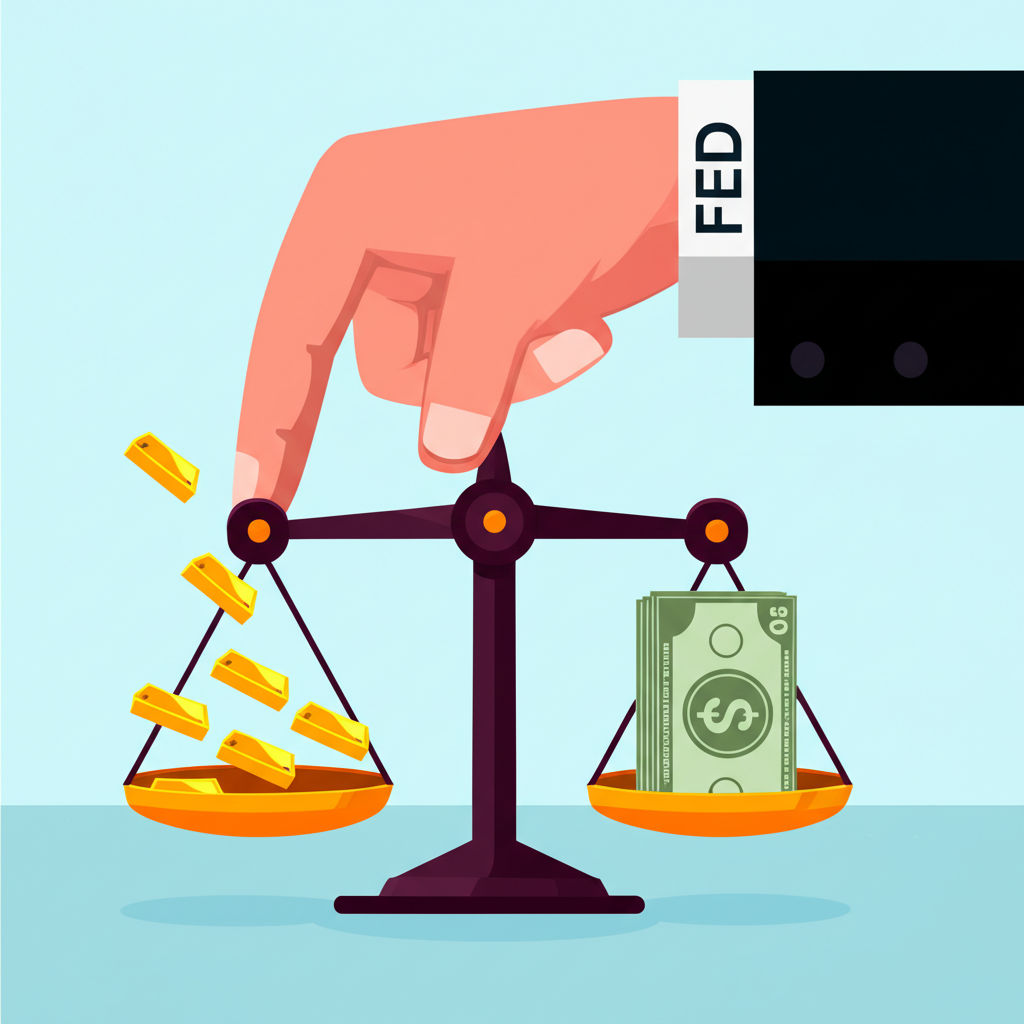 聯準會利率政策影響黃金與美元圖示