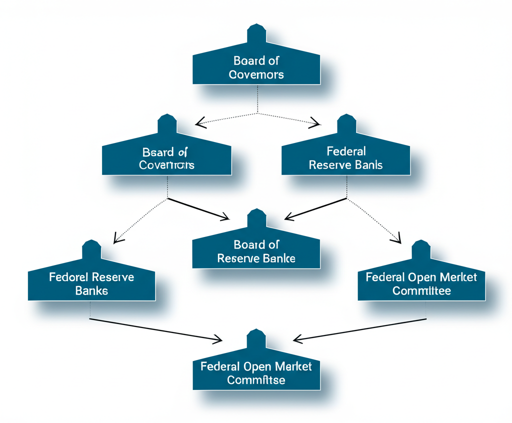 聯準會三大部分組織結構的平衡插圖