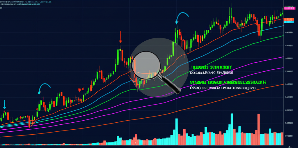 股票圖表與成交量柱狀圖,顯示資金流向與市場情緒