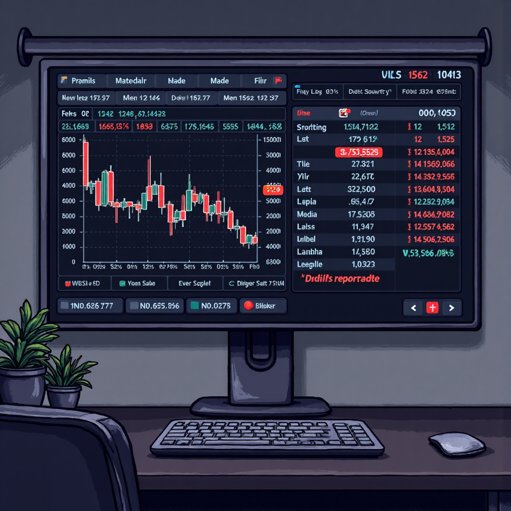 股票交易介面尾盤顯示訂單放置與交易量價格圖像，簡潔專業風格