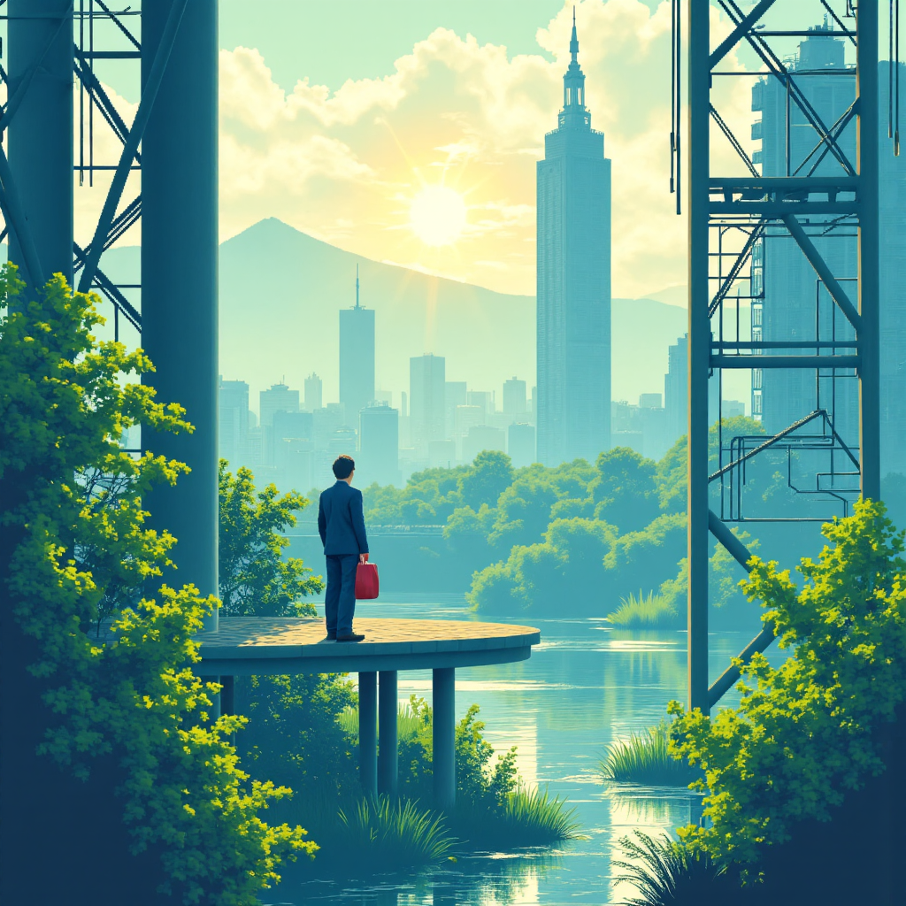 台灣股市圖表融入台北101等元素，交易者自信導航價格趨勢的像素藝術插圖