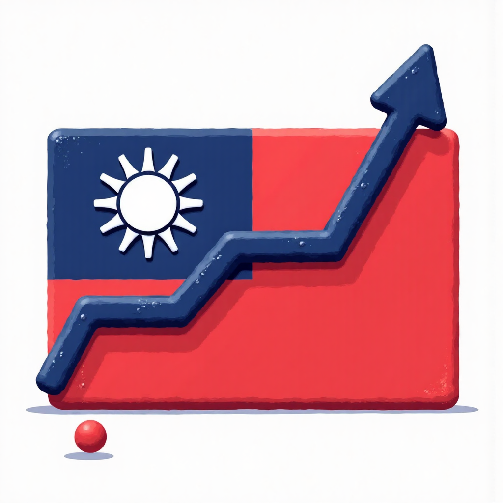 台灣國旗與股票市場圖表整合的投資成長像素藝術