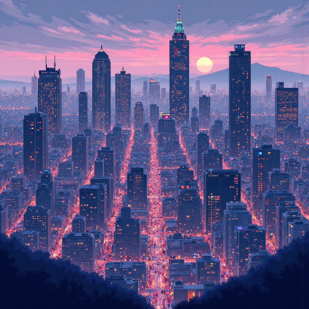 台灣科技公司形成充滿活力網路的像素藝術插圖