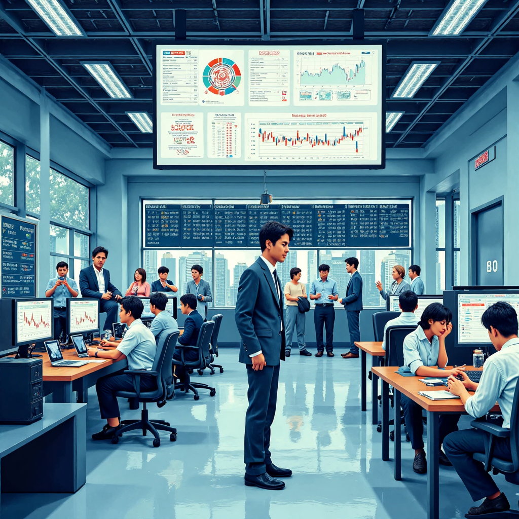 香港金融交易大廳的像素藝術插圖,展示交易所關鍵功能與全球影響力